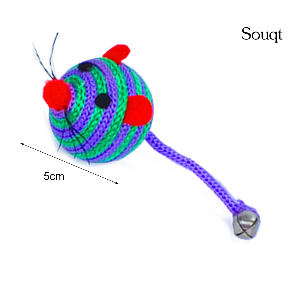 Bóng Đồ Chơi Hình Chú Chuột Đuôi Dài Bằng Dây Nylon Họa Tiết Kẻ Sọc Hoạt Hình Dành Cho Mèo Cưng