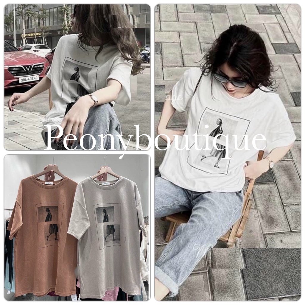 Áo Thun Cô Gái Đóng Khung PEONYB Nữ [FREESHIP]  Phông form rộng tay lỡ in hình vintage, pull 3158 hàn quốc Ulzzang