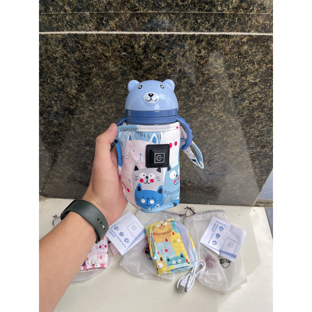 Đai làm ấm sữa 3 màu hồng - xanh - vàng