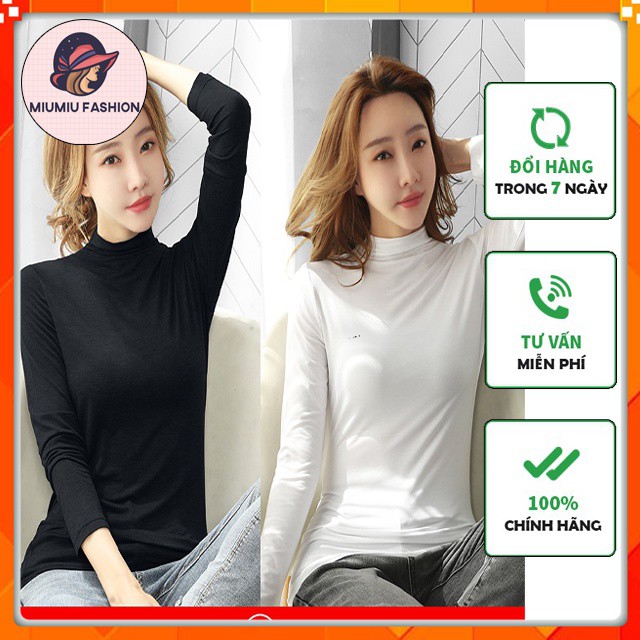 Áo giữ nhiệt nữ thu đông cổ 3p, áo thun giữ nhiệt thu đông nữ dài tay