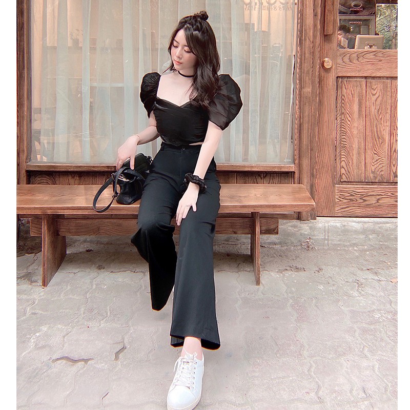Quần dài cạp lưng cao ống xuông rộng tingoan sài gòn CHARLIE CULOTTES/BL