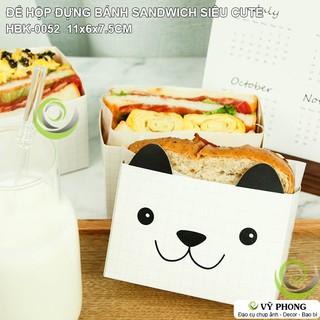 SET 10 HỘP GIẤY ĐẾ HỘP GIẤY ĐỰNG SANDWICH HAMBURGER HÌNH GẤU SIÊU CUTE HBK-0052