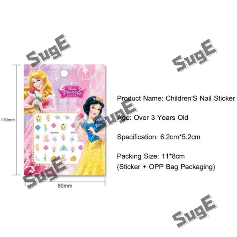 SUGE Miếng Dán Trang Trí Móng Tay Họa Tiết Công Chúa Băng Giá Elsa Anna Mickey Minnie
