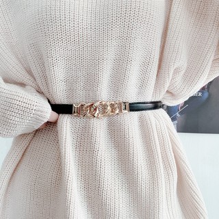 Dây nịt kim loại nữ, mặt khóa, thời trang phối áo len, vest, thắt lưng nhỏ