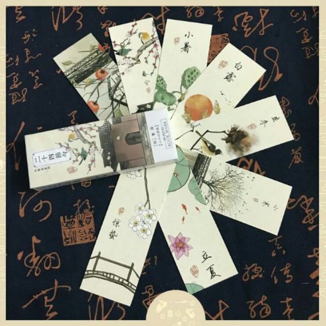 Bookmark 24 tiết khí thẻ kẹp đánh dấu sách cổ phong