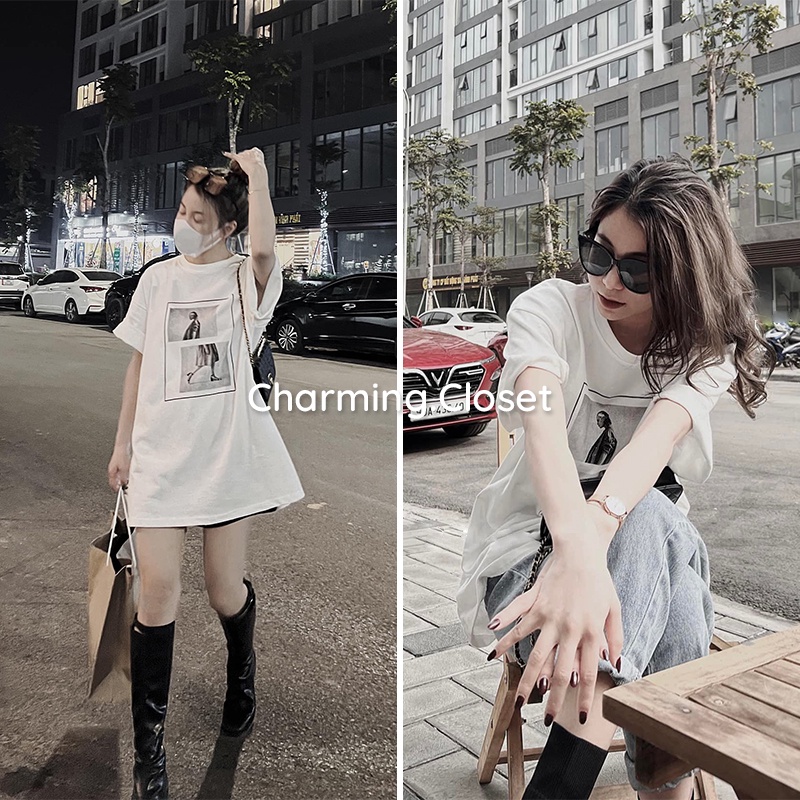 Áo Phông Oversize Mặc Đôi Nam Nữ In Hình Cô Gái Cá Tính, Áo Phông Cotton Mềm Mịn