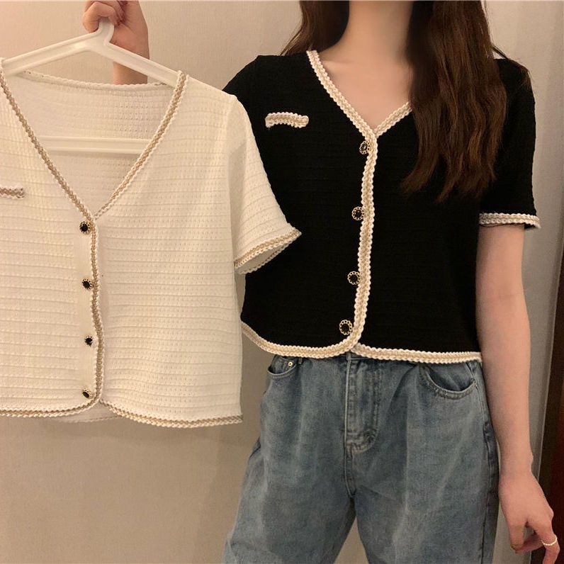 Áo Cardigan Dệt Kim Tay Phồng Ngắn Dáng Rộng Thời Trang Mùa Hè Hàng Mới Dành Cho Bạn Nữ 2022