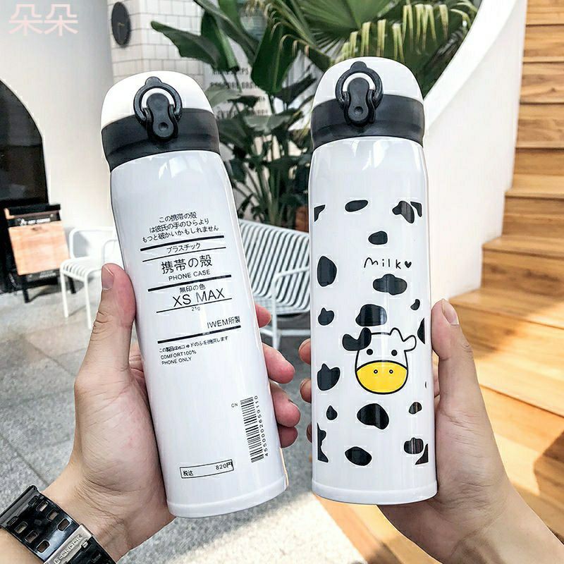 BÌNH GIỮ NHIỆT BÒ SỮA CUTE TIỆN LỢI AN TOÀN DUNG TÍCH 500ML