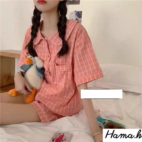 Bộ ngủ nữ Pyjama  cộc tay mặc ở nhà mùa hè phong cách Hàn Quốc chất liệu lụa kate thái cute giá rẻ  -BNN08