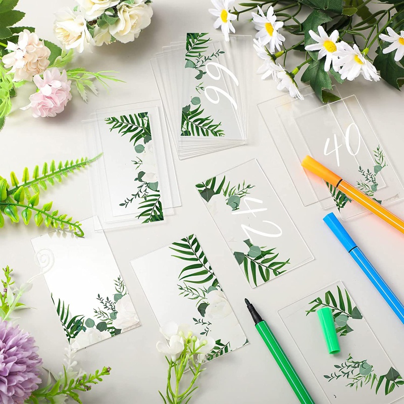 Set 10 Tấm Thẻ Nhựa Hình Chữ Nhật Trang Trí Bàn Ăn