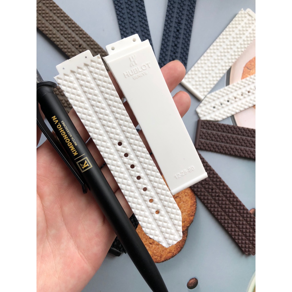 Dây Đồng Hồ HUBLOT Nam Vân Hạt Trắng Size Dây 17 - 25 - 22
