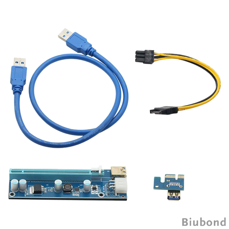 Ubit  Latest PCI-E Riser Express Cable 1X to 16X with Led Graphics Extension Powered Riser Adapter Card +60cm USB 3.0 Cable