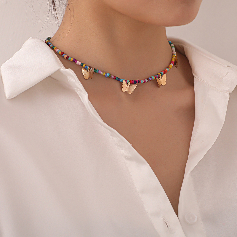 Vòng Cổ Choker Mặt Hình Con Bướm Phong Cách Bohemian Dành Cho Nữ