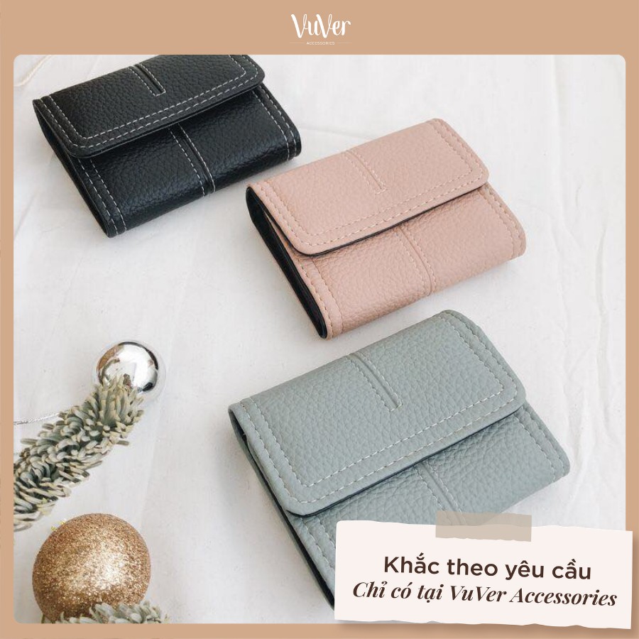 Ví da nhỏ đựng thẻ tiện mặt tiện dụng khắc tên theo ý thích - Lucy Wallet - VuVer