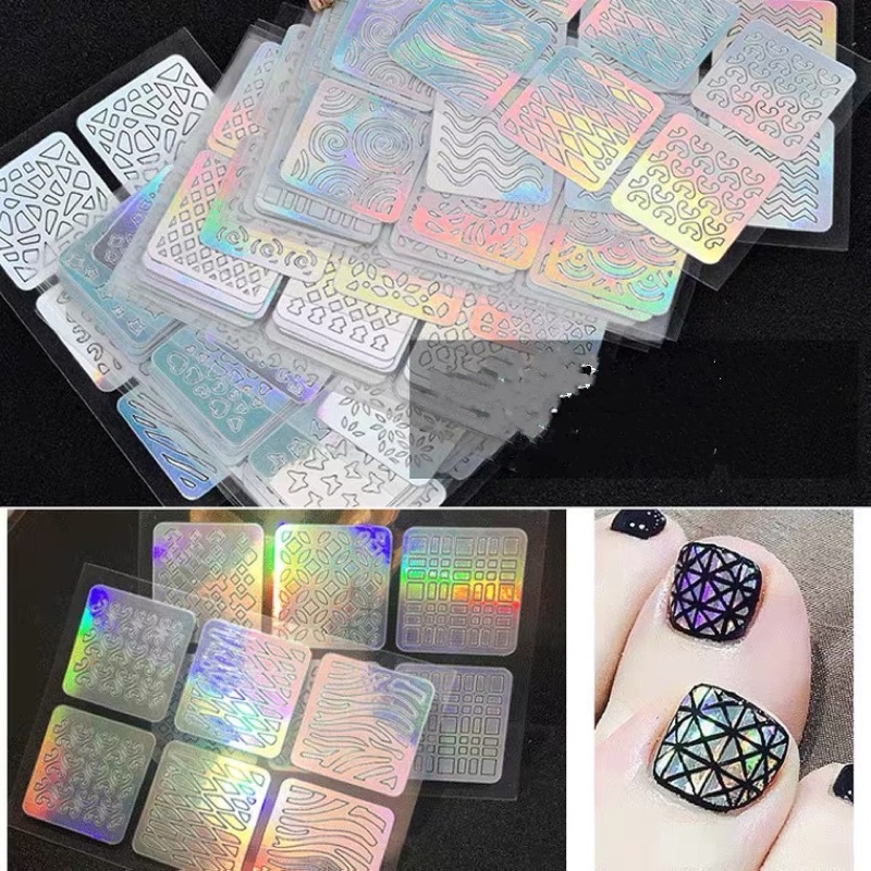miếng dán vẽ móng nail , set 12 tấm nhiều kiểu