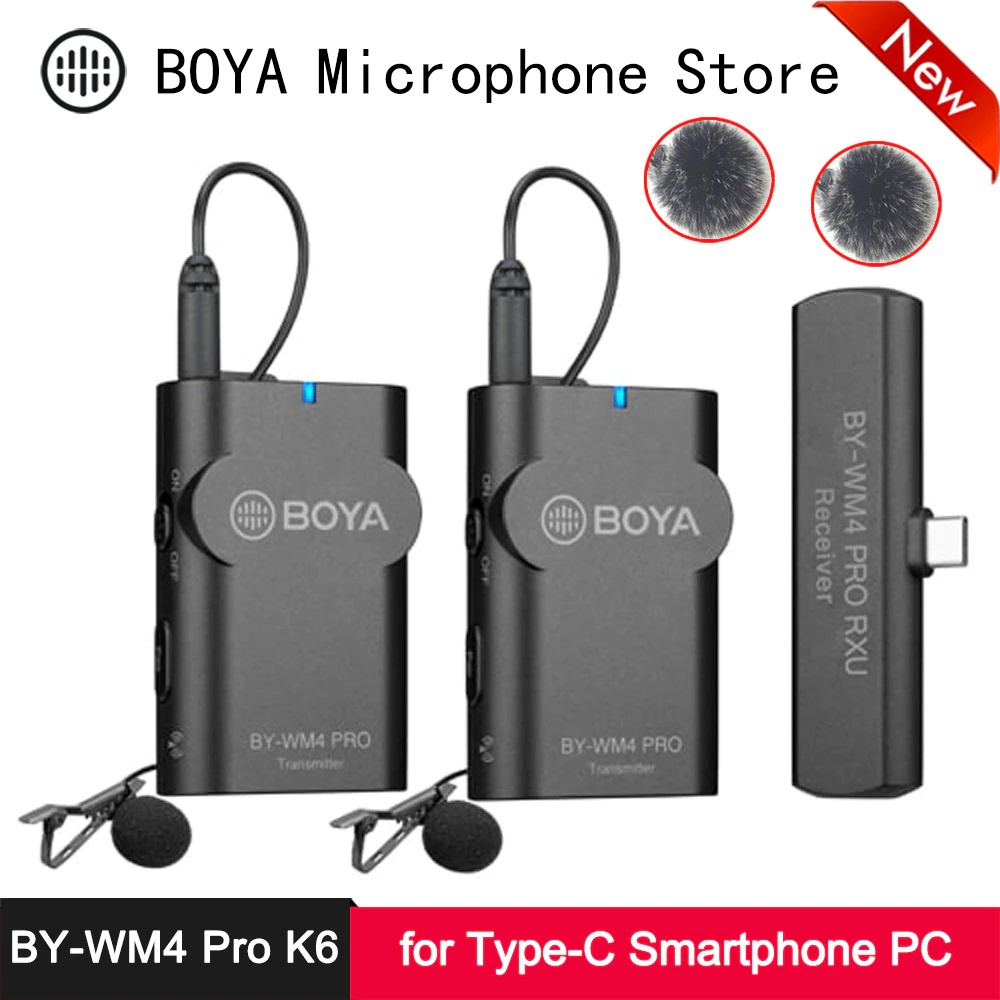 Micro thu âm không dây Boya BY-WM4 Pro-K6, cổng Type C