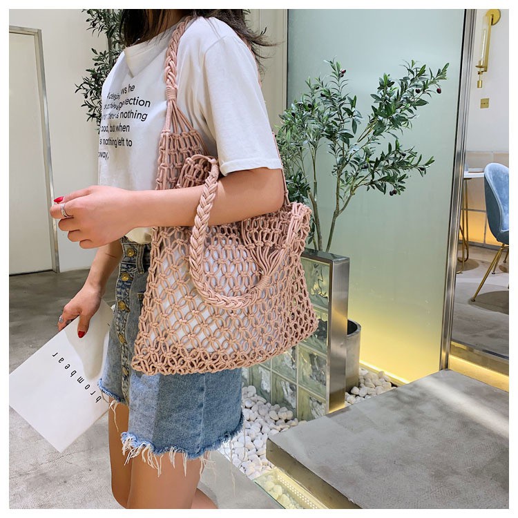 Túi Cói Đan Lưới Size To Sợi Cotton