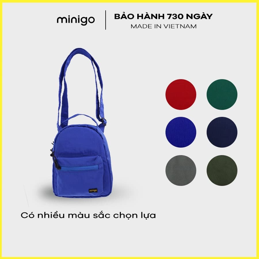 Balo mini đeo chéo Minigo nhiều ngăn quai đeo thiết kế năng động nhiều màu