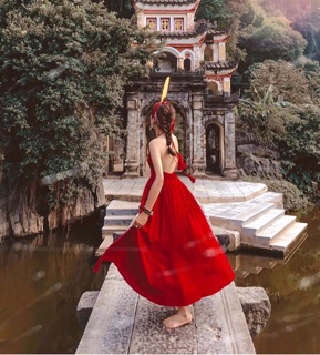 Váy Maxi Boho cột cổ cực xinh ❤️ ( hình thật ) vintage