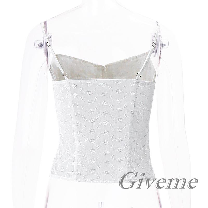 Givenme Áo Hai Dây Phối Nút Họa Tiết Hoa Thời Trang Nữ Tính