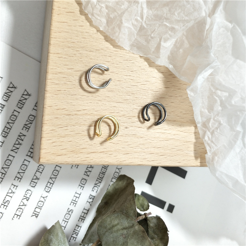 Khuyên tai 23C413 dạng kẹp không cần xỏ lỗ kích cỡ nhỏ đơn giản dễ phối đồ phong cách Hàn Quốc sang trọng độc đáo