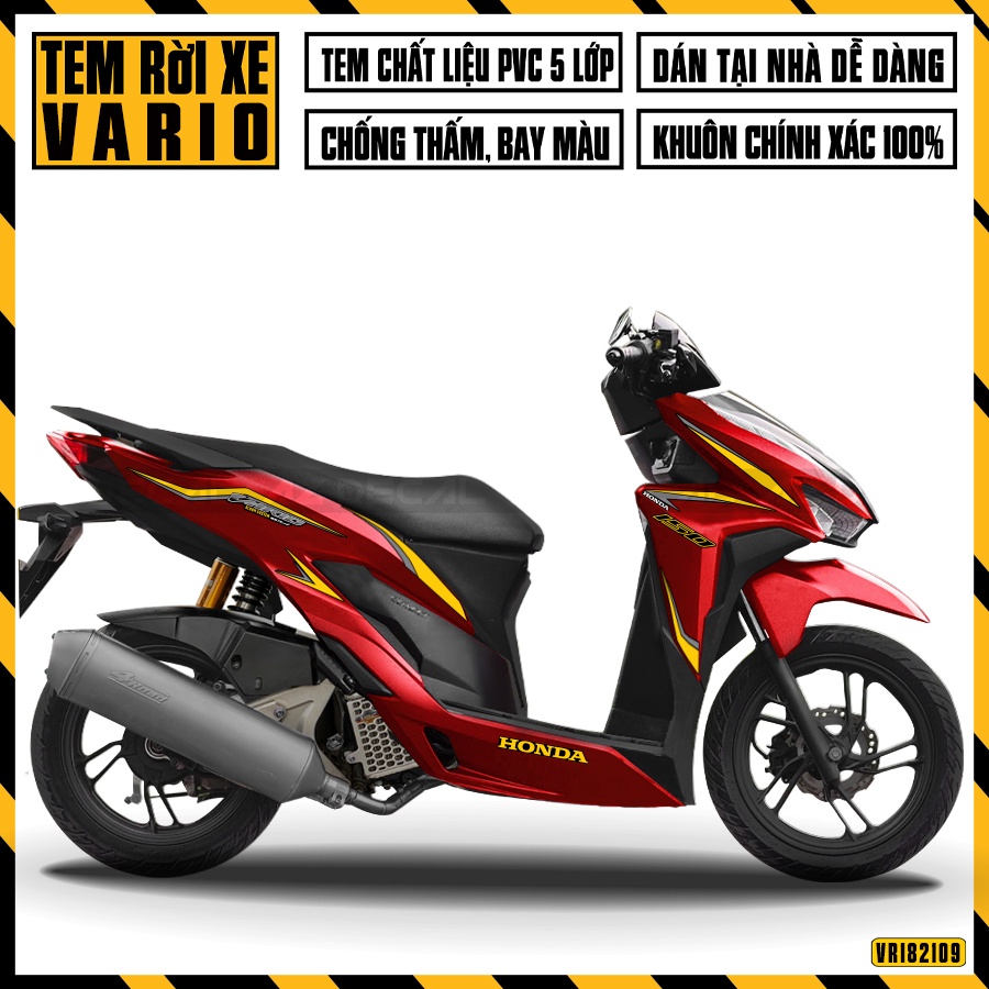 Tem Dán Xe Honda Vario Tem Chỉ | VR182109ZT | Chất Liệu Decal PVC Cắt Khuôn Sẵn, Chống Thấm Nước