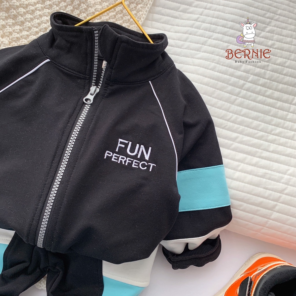 Bộ cotton da cá kéo khoá phong cách thể thao cho bé trai, bộ thun unisex hàng đẹp cho bé