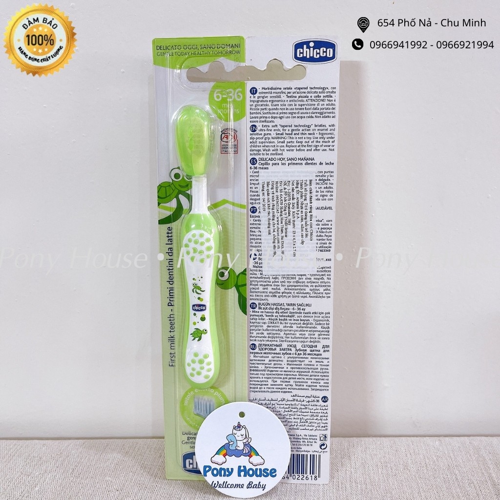 Bàn Chải Đánh Răng Chicco Siêu Mềm Cho Bé 6 Tháng đến 3 Tuổi Hình Động Vật Đáng Yêu  (Hàng Chính Hãng)
