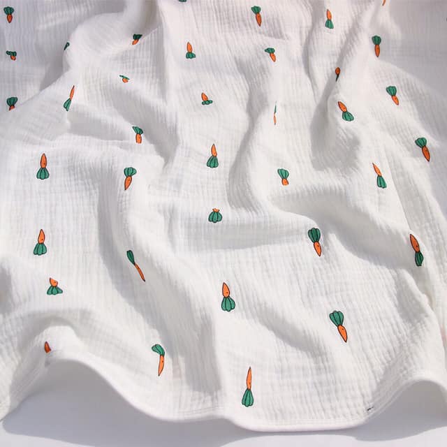 Vải xô nhăn muslin cao cấp cà rốt