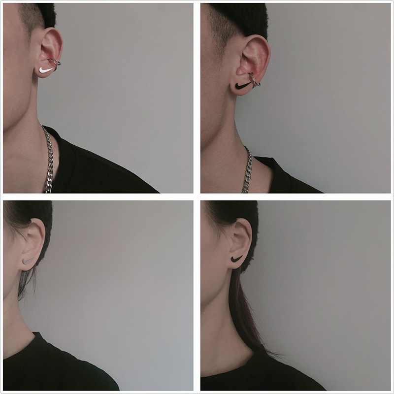Khuyên Tai Thép Không Gỉ Thiết Kế Hình Logo Nike Phong Cách Hàn Quốc