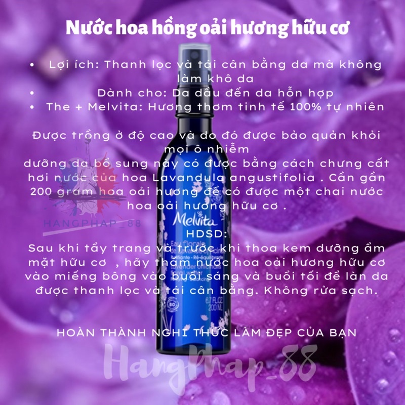 Nước hoa hồng Melvita 200ml