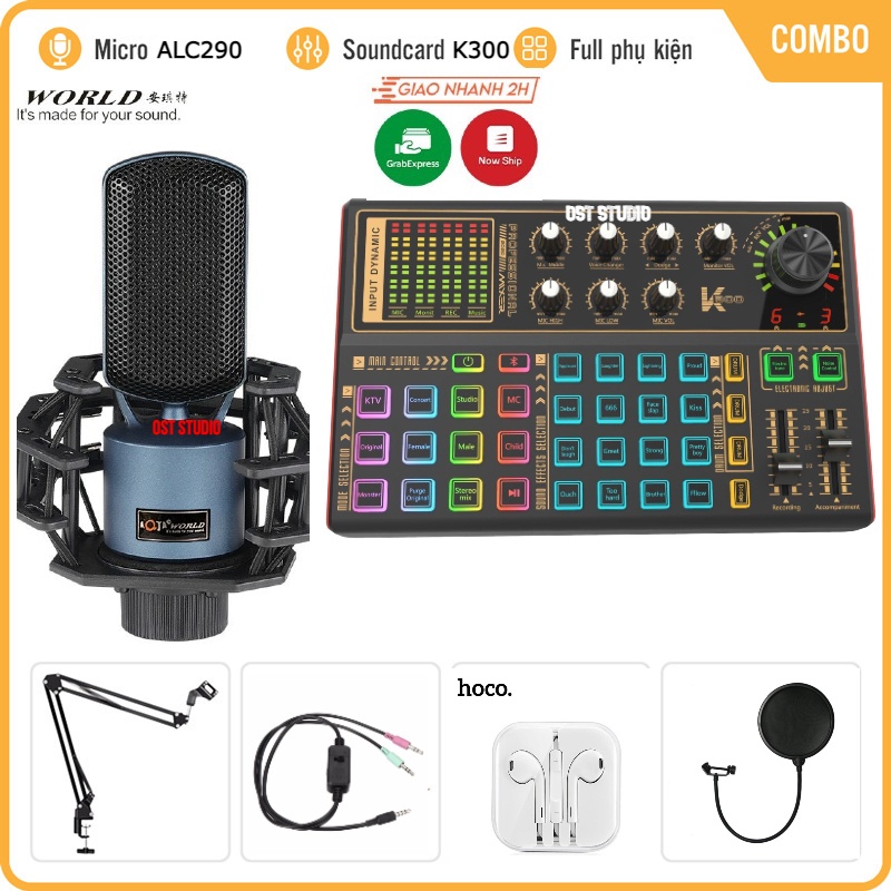 Trọn Bộ Sound Card K300 Mic Thu Âm AQTA ALC290 ⚡FREESHIP⚡ Hỗ Trợ Hát Autotune , Livestream , Thu Âm Cực Hay