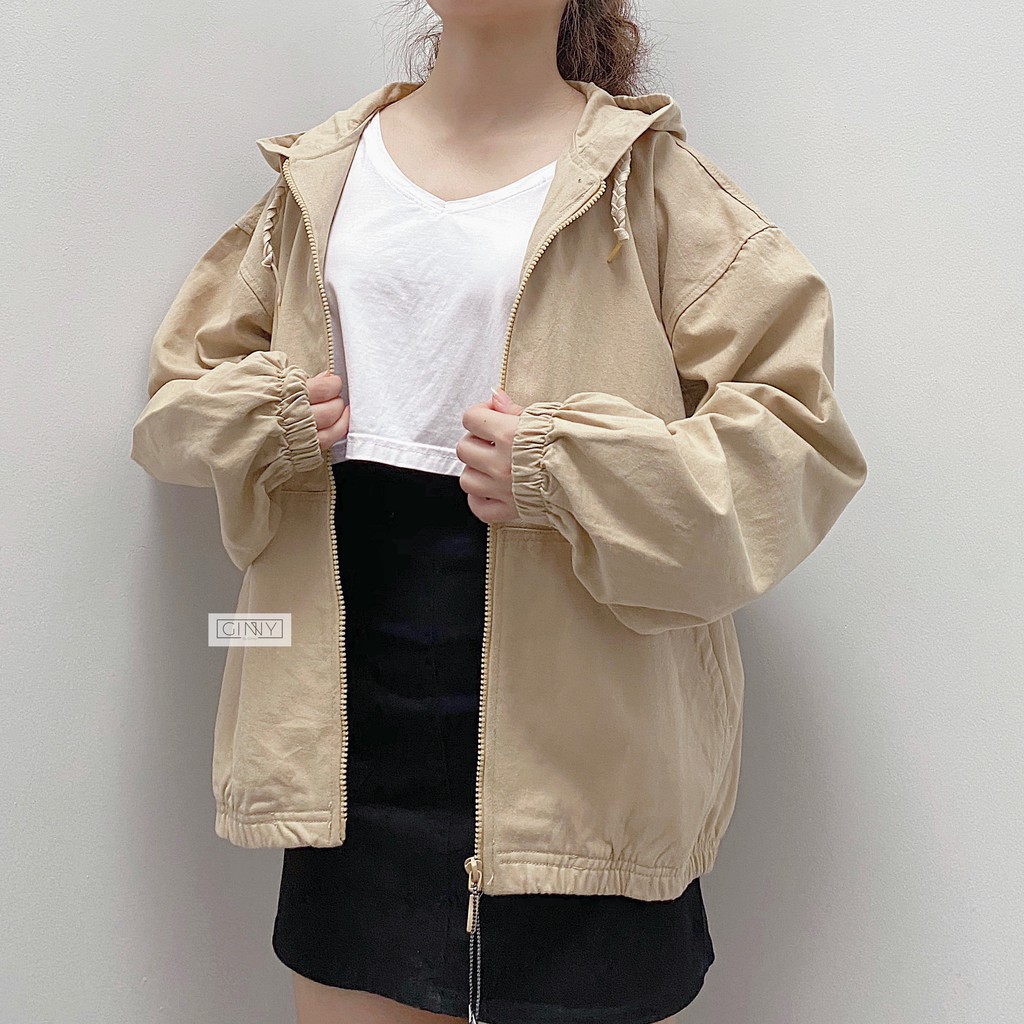 Áo Khoác Kaki Nón Basic GINNY | Áo Khoác Nữ Kaki Có Nón  | Áo Khoác Kaki Nữ Đẹp Có Mũ | Đơn Giản | Nhiều Màu | BigBuy360 - bigbuy360.vn