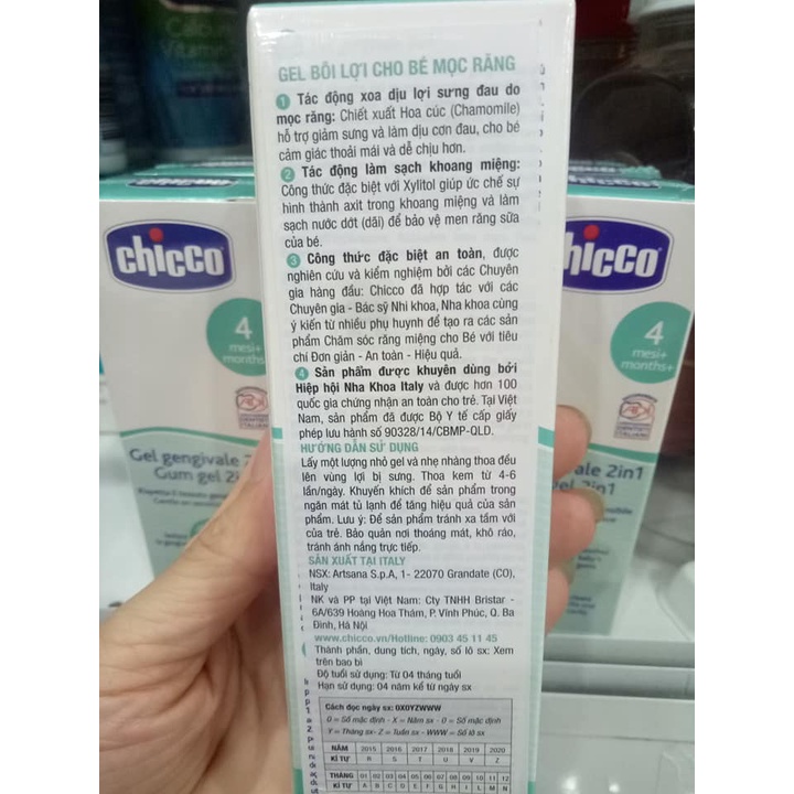 Gel bôi lợi Chicco (30ml) giúp giảm sưng giảm đau cho bé lúc mọc răng