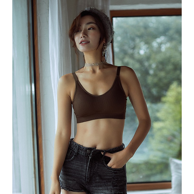 Áo bra gân tăm dây bản to cực xin