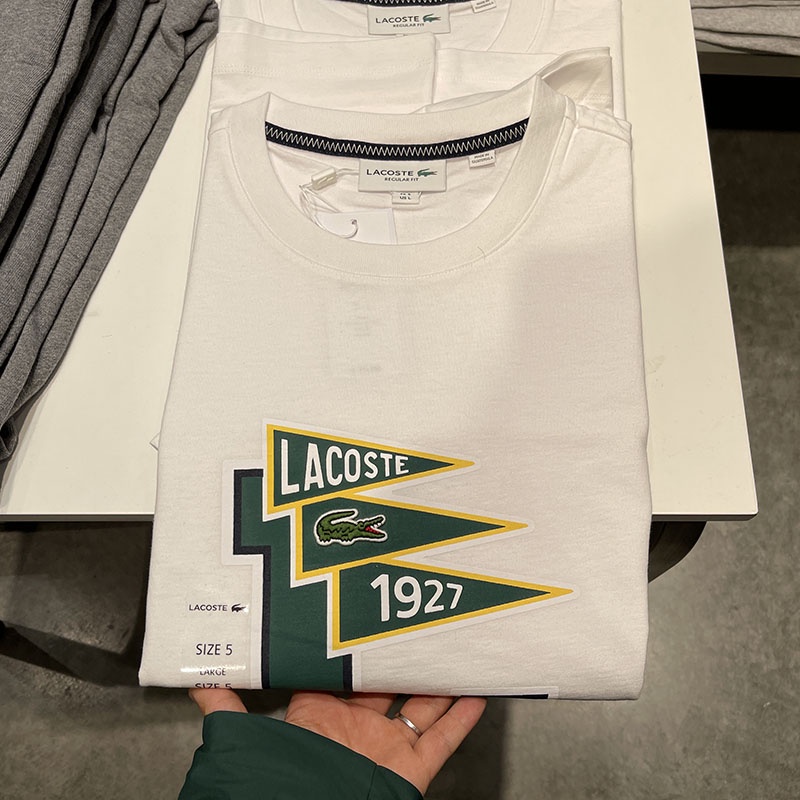 LACOSTE Áo Thun Tay Ngắn Chất Liệu Cotton Thoáng Khí Cho Nam