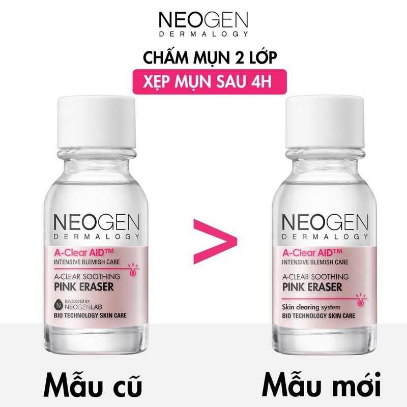 Chấm Mụn Neogen A-clear Soothing Pink Eraser Xẹp Mụn Giảm Xưng Đỏ Không Gây Kích Ứng 15ml