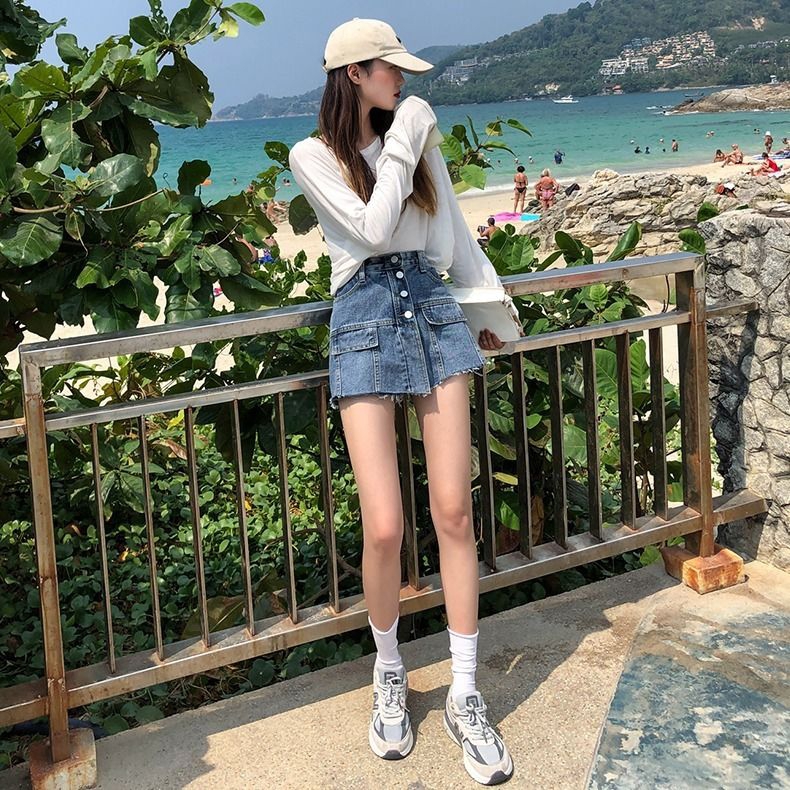 Quần Short Denim Giả Váy Chữ a Lưng Cao Thời Trang Mùa Hè Mới 2020 Dành Cho Nữ | BigBuy360 - bigbuy360.vn