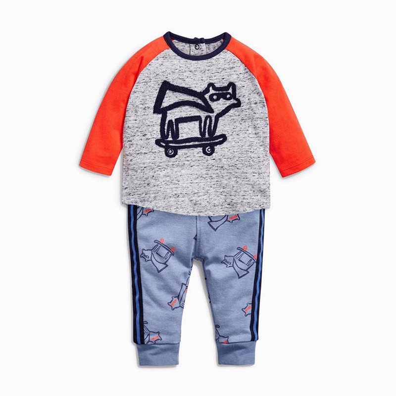 Bộ Quần Áo Cotton Họa Tiết Cáo Cho Bé Trai, Bé Gái Tay Cam 2-7 tuổi - JUMPING BEANS Official Store