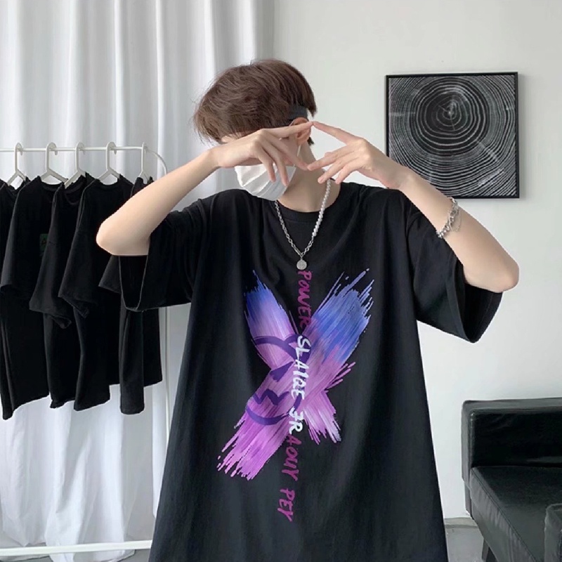 Áo Thun Tay Ngắn Dáng Rộng In Chữ Size M-5XL Phong Cách Hàn Quốc Cho Nam