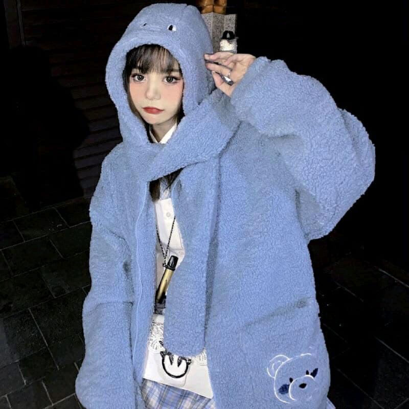 [Rẻ vô địch] Áo khoác lông gấu thêu cute 2 màu (Kèm video ảnh thật) | BigBuy360 - bigbuy360.vn