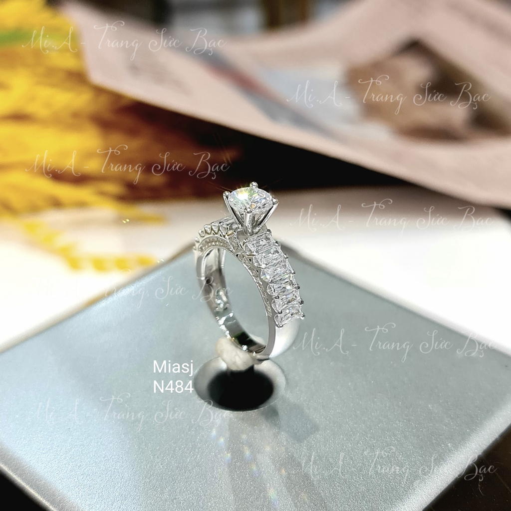 Nhẫn bạc Ý S925 nữ 4 chấu đính đá CZ cao cấp MiASJ N484 sang trọng