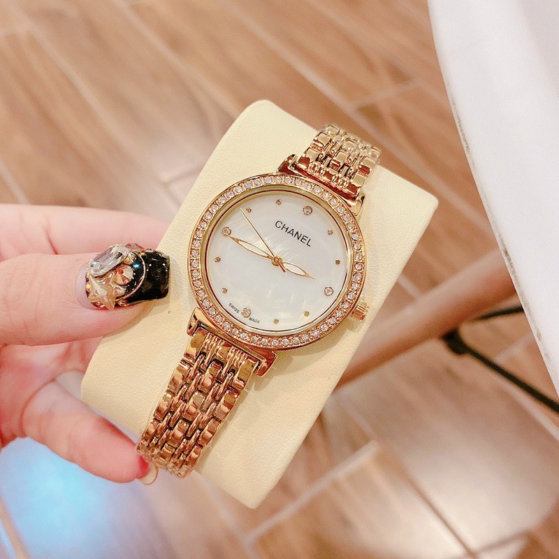 Đồng Hồ Nữ Thời Trang Chanel Dây Thép Không Gỉ Đeo Tay Cao Cấp Chống Nước Viền Kim Loại | BigBuy360 - bigbuy360.vn
