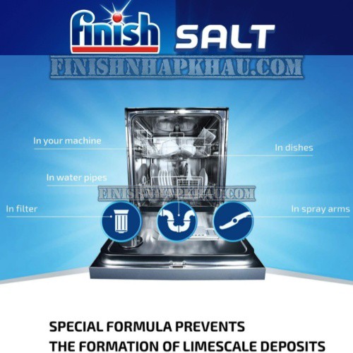 [CHÍNH HÃNG] Hộp 4,0kg muối rửa chén Finish Salt (2 GÓI 2KG/HỘP) - (Hỗ trợ làm mềm nước khoan nước của máy rửa chén)