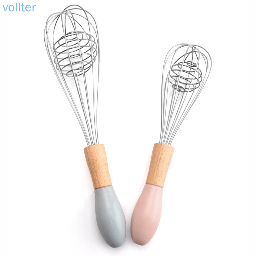 Dụng Cụ Đánh Trứng Bằng Thép Không Gỉ Cán Gỗ 10 Inch