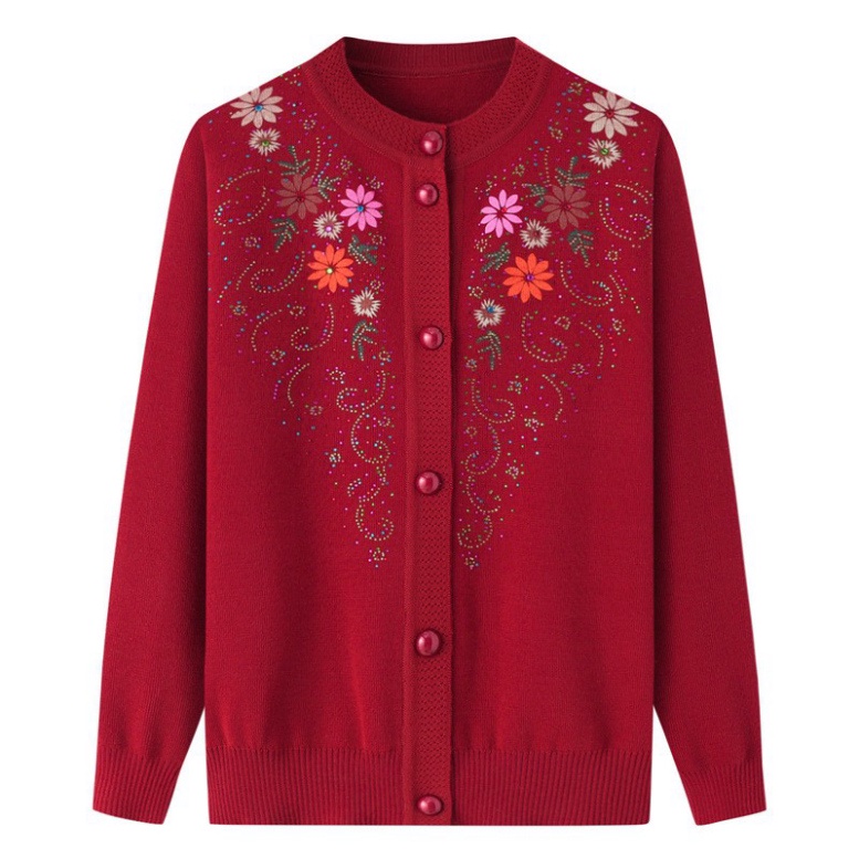 áo khoác cardigan cài cúc, áo len trung niên không cổ phong cách sang trọng món quà tặng ý nghĩa cho bà cho | BigBuy360 - bigbuy360.vn