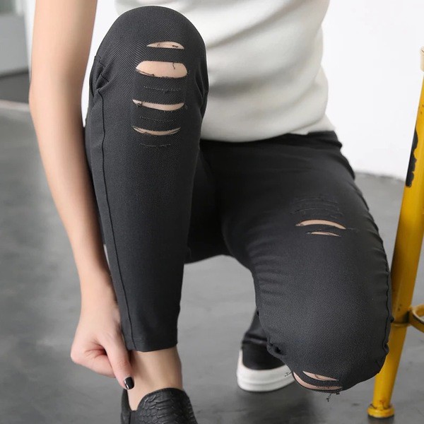 Quần legging rách gối phom ôm body cho nữ