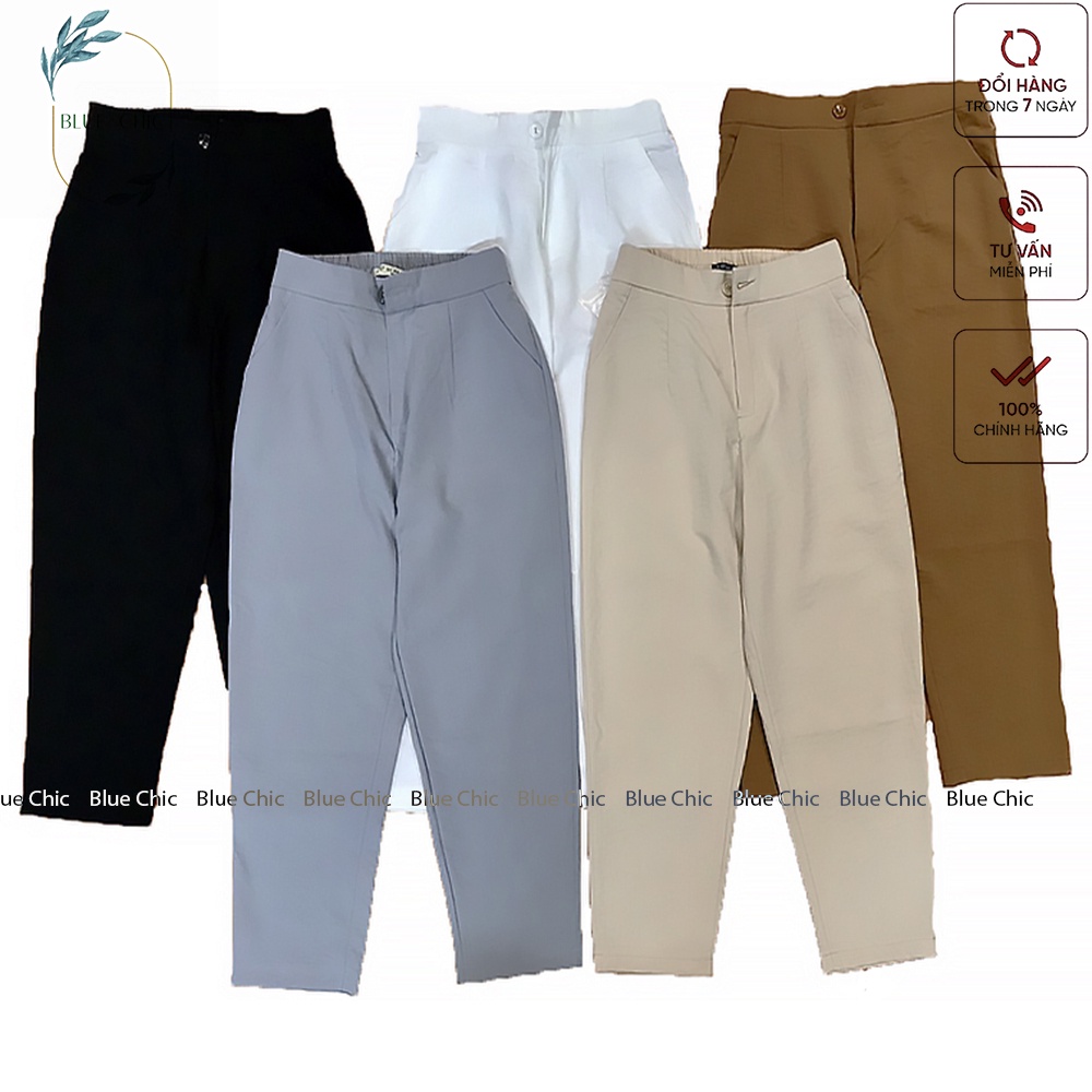 Quần baggy đũi nữ Blue Chic baggy vải đũi xước cao cấp cạp chun sau ngố lửng bigsize