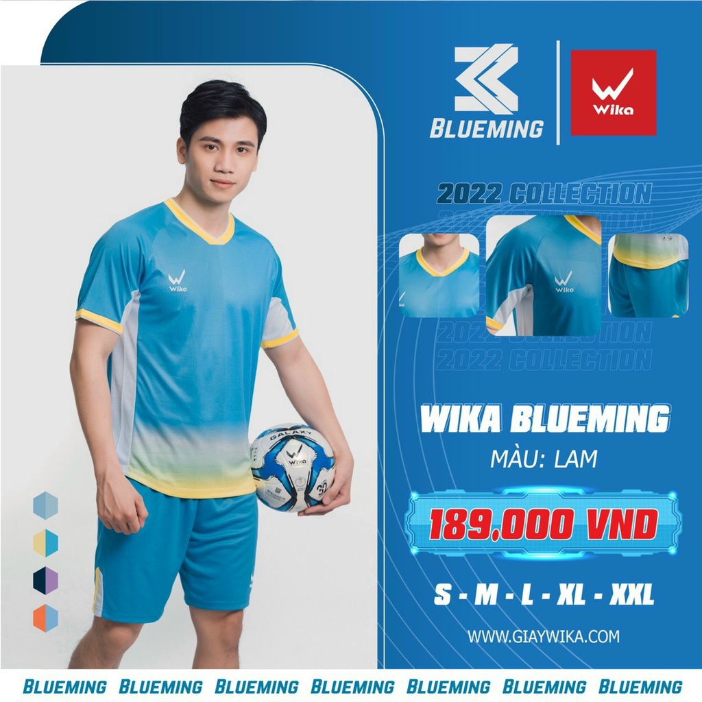 Bộ quần áo bóng đá chính hãng wika Blueming thun cao cấp 2022