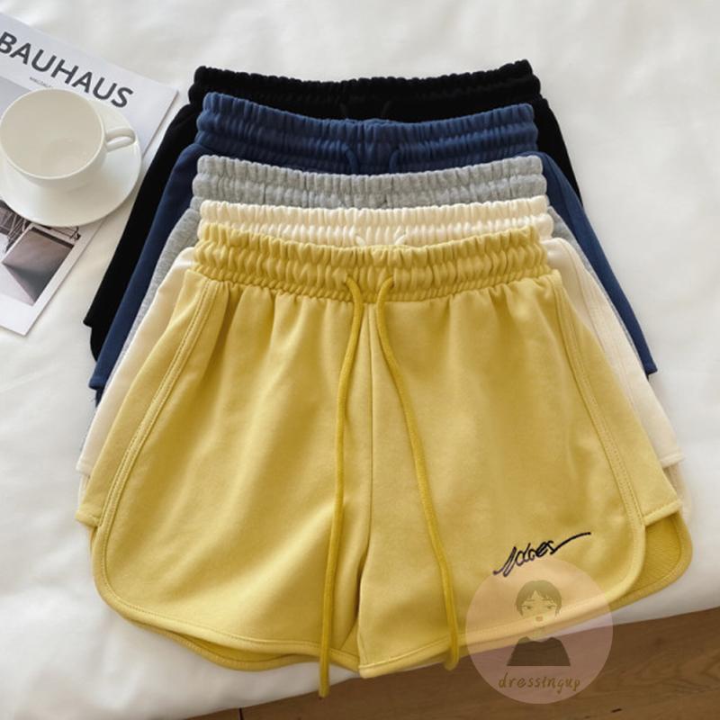 Quần Short Nữ Lưng Thun Rút Dây Thêu Chữ Thời Trang